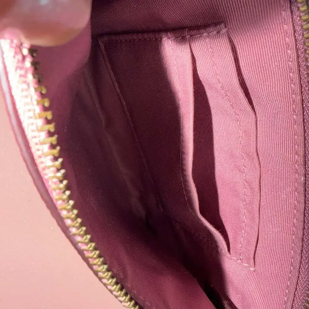 COACH Mauve Pink Crossgrain Leather Wristlet Wallet
